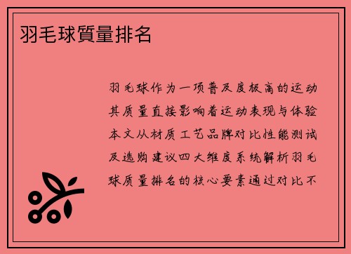 羽毛球質量排名